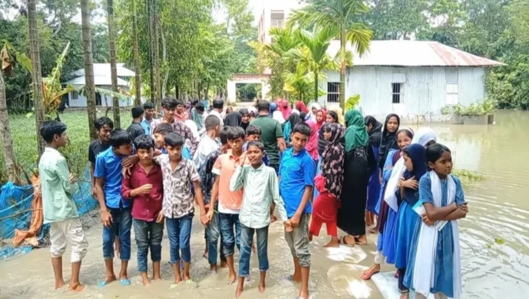 ভোলার দৌলতখানে জলাবদ্ধতায় দুই বিদ্যালয়ের পাঁচ শতাধিক শিক্ষার্থীর দুর্ভোগ
